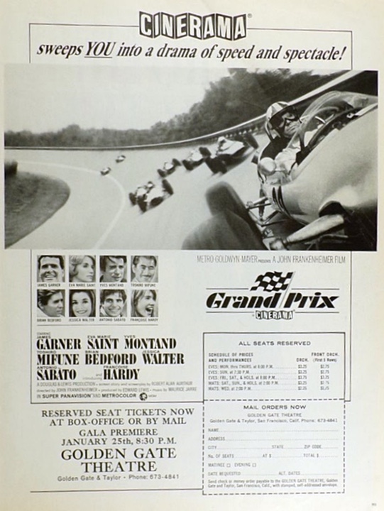 1967 Cinerama Movie Ad ~ Grand Prix
