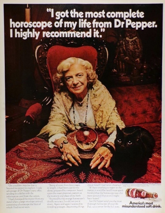 1970 Vintage Dr. Pepper Soda Ad ~ Crystal Ball Horoscope