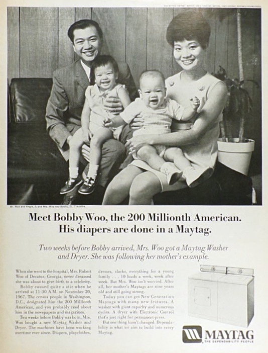 1968 Maytag Washer Ad ~ Bobby Woo, Decatur GA