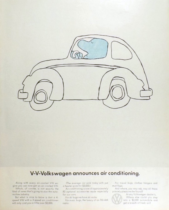 1968 VW Volkswagen Beetle Ad ~ Air Conditioning