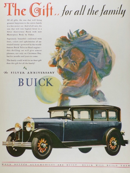 1928 Buick Ad ~ Silver Anniversary ~ Santa