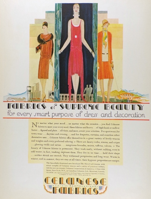1928 Celanese Fabrics Ad ~ Art Deco