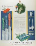 1928 Community Plate Silverplate Ad ~ Jeweled Handles