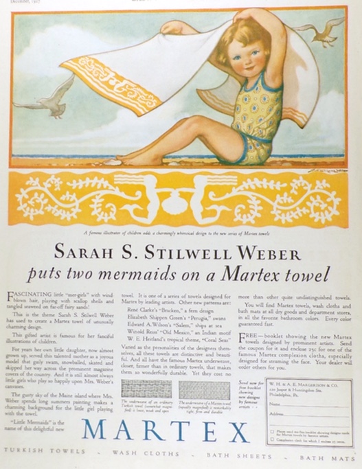 1927 Martex Towels Ad ~ Sarah Stilwell Weber ~ Child on Beach