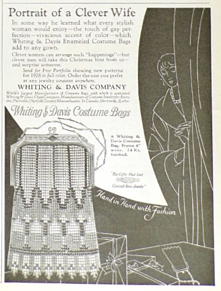1927 Whiting & Davis Antique Handbag Ad ~ A Clever Wife