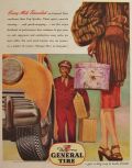 1949 General Tires Ad ~ Porter Carries Luggage
