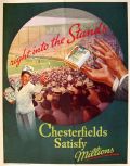 1937 Chesterfield Cigarettes Ad ~ Baseball Stands