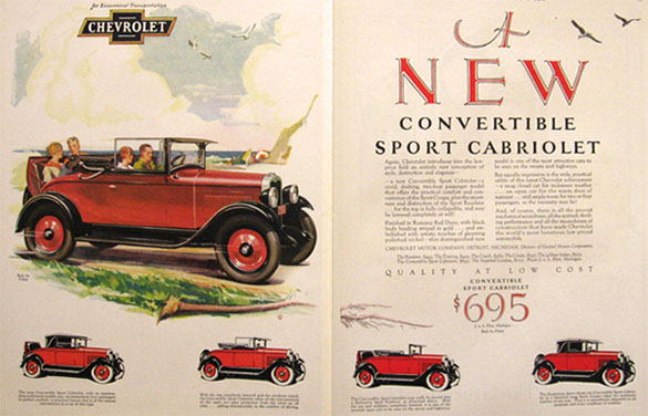 1928 Chevy Convertible Sport Cabriolet Ad