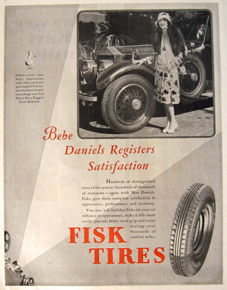 1928 Fisk Tires Ad ~ Bebe Daniels Photo