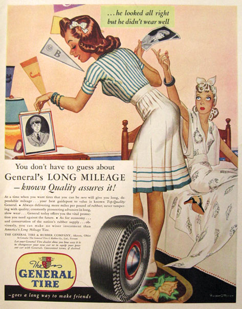 1941 General Tires Ad ~ Robert Reid Pinup Style Art