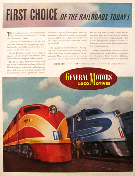 1941 GM Locomotive Train Ad ~ First Choice