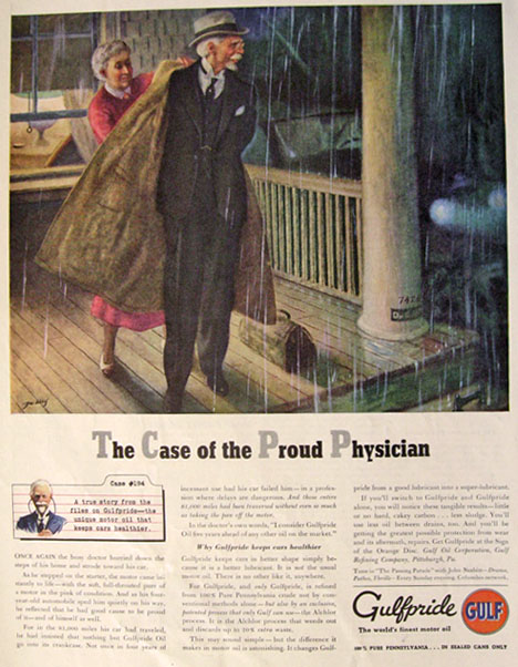 1938 Gulf Oil Gulfpride Ad ~ Proud Physician
