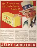 1931 Jelke Good Luck Margarine Ad ~ Uncle Sam
