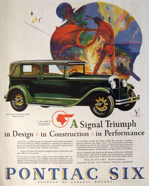1928 Pontiac Six Ad ~ Sport Landau ~ Smoke Signals