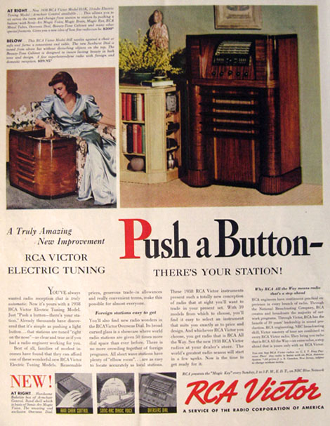 1937 RCA Victor Electric Tuning Radio Ad