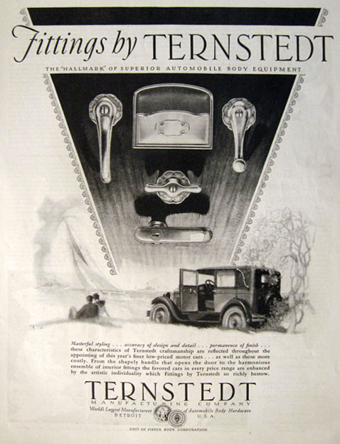 1928 Ternstedt Automobile Door Handles & Car Fittings Ad