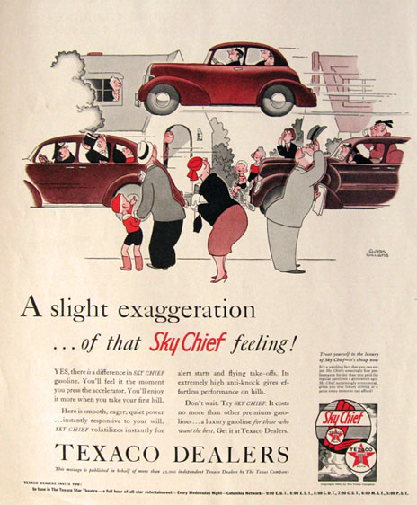 1940 Texaco Sky Chief Gasoline Ad ~ Gluyas Williams