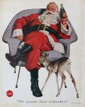 1956 Coca Cola Coke Ad ~ Santa with Baby Deer
