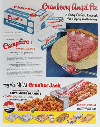 1956 Campfire Marshmallows & Cracker Jacks Ad