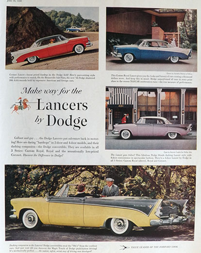 1956 Dodge Lancer Ad ~ 4 Models
