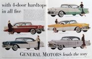 1956 General Motors Ad ~ Belair, Star Chief, Olds 98, Roadmaster, de Ville
