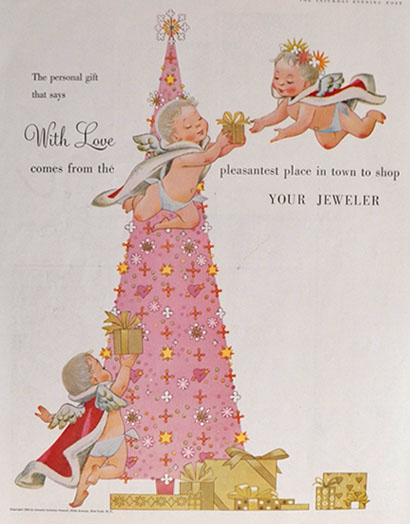 1956 Jewelry Industry Ad ~ Cupid, Cherub, Angel ~ The Personal Gift