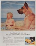 1956 VIntage Kodak Film Ad ~ Baby & Great Dane on Beach