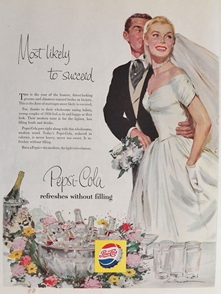 1956 Vintage Pepsi Cola Ad ~ Bride & Groom