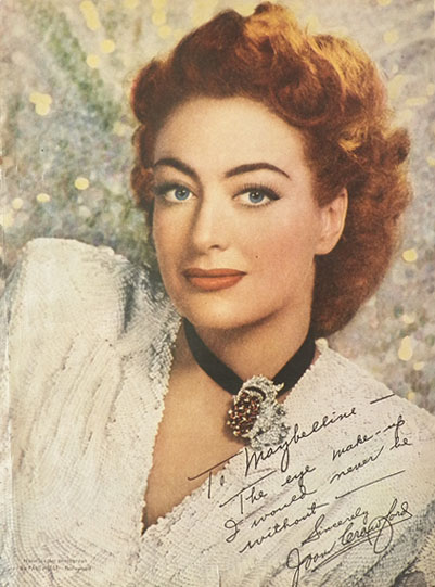 1946 Maybelline Makeup Ad ~ Joan Crawford Color Photo