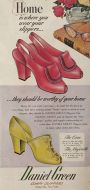 1946 Vintage Daniel Green Slippers Ad ~ Cara & Majorette