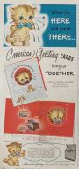 1946 Vintage American Greeting Cards Ad ~ Weeping Kitten