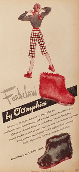 1946 Vintage Oomphies Furbelow Fur Boots Ad