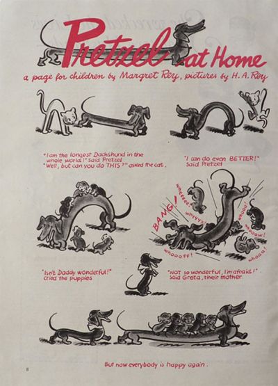 1946 Pretzel the Dachshund Comic Page ~ Margret Rey ~ Pretzel At Home