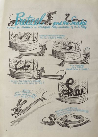 1946 Pretzel the Dachshund Comic Page ~ Margret Rey ~ Pretzel & The Snake