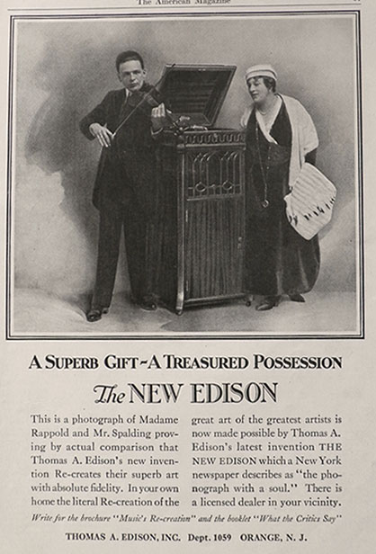 1916 Edison Phonograph Ad ~ Rappold & Spalding
