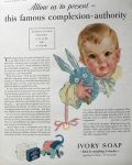 1930 Ivory Soap Ad ~ Baby With Stuffed Bunny