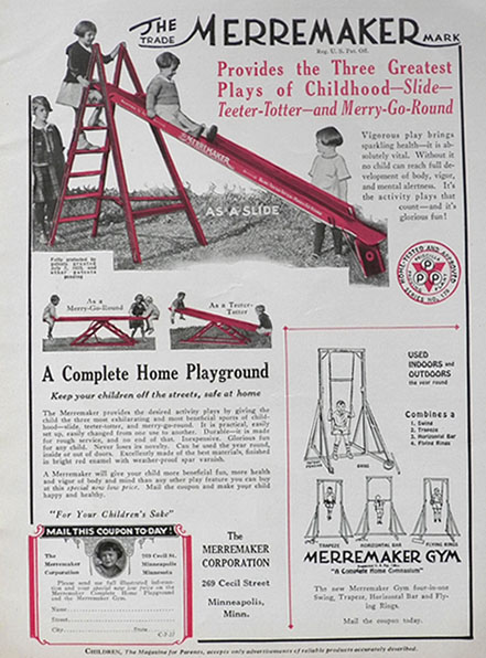 1927 Merremaker Vintage Playground Equipment Ad