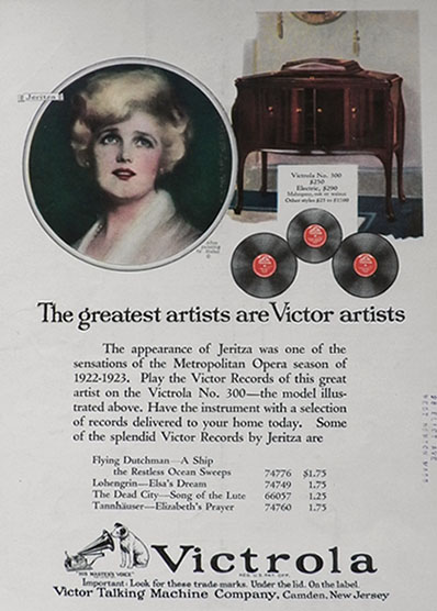 1923 Victor Victrola Ad ~ Maria Jeritza