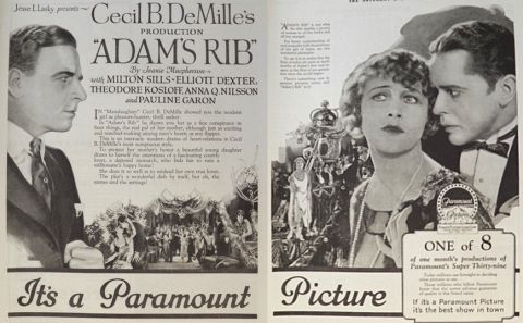 1923 Movie Ad ~ Adam's Rib ~ Cecil B. DeMille