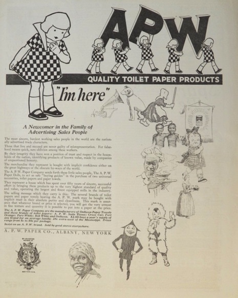 1923 APW Toilet Paper Ad ~ Advertising Trade Characters