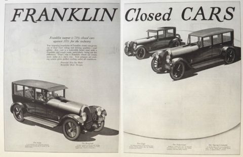1923 Franklin Automobile Ad ~ Closed Cars