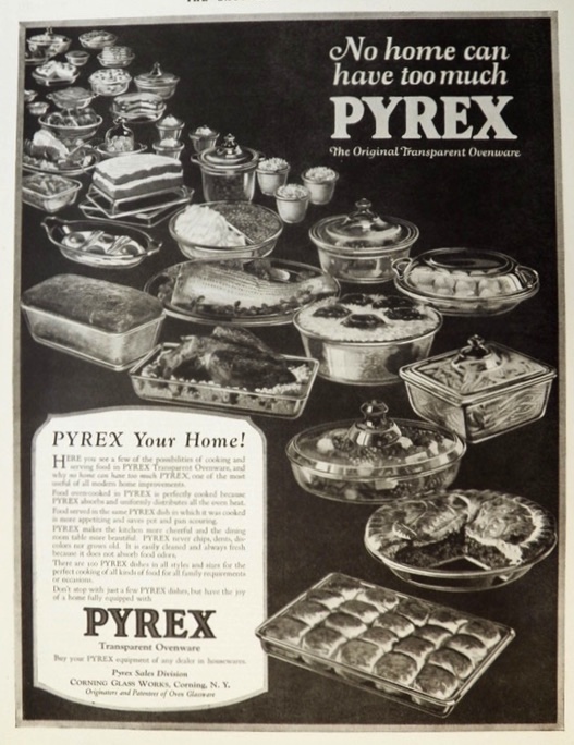 1923 Vintage Antique Pyrex Ovenware Ad ~ No Home Can Have Too Much