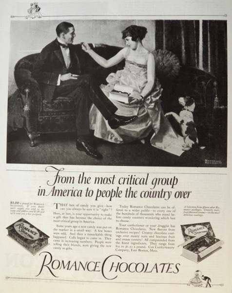 1923 Romance Chocolates Ad ~ Norman Rockwell Art