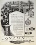 1923 Vintage Tavannes Watch Ad ~ On Time!