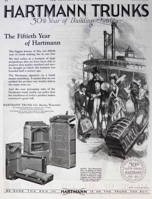 1927 Hartmann Luggage Trunk Ad ~ Fiftieth Year