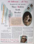 1928 Pro-phy-lac-tic Toothbrush Ad ~ 3 Modern Toothbrushes