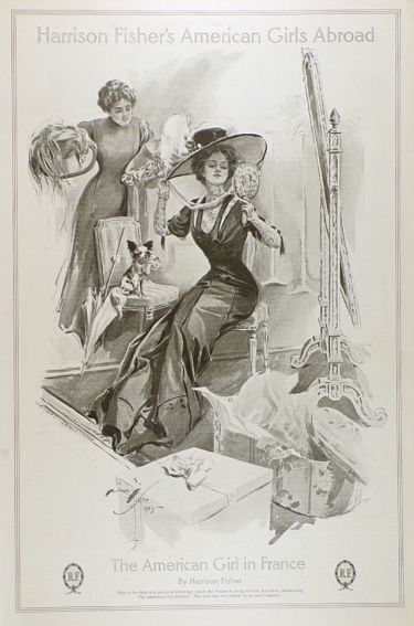 1909 Harrison Fisher Print ~ American Girl in France