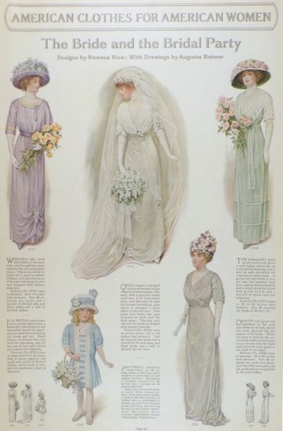1914 Antique Fashion Print ~ Wedding Dresses