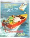 1937 Chesterfield Cigarettes Ad ~ Couple on Motor Boat