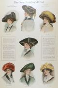 1910 Antique Fashion Print ~ Women's Rembrandt Hats Millinery